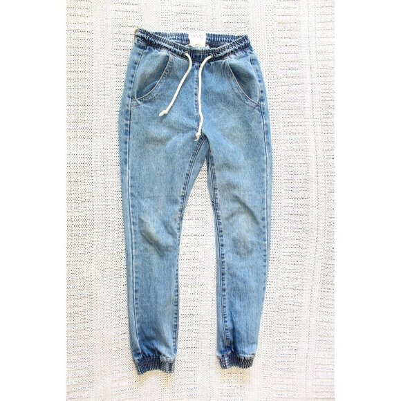 One by One Teaspoon Denim Jogger Pants Size XS Elastic Waist Jeans Cotton Y2K - Picture 7 of 10